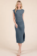 Dark Gray Open Back Cap Sleeve Dress - Artsi Chic Boutique