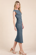 Dark Gray Open Back Cap Sleeve Dress - Artsi Chic Boutique
