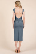 Dark Gray Open Back Cap Sleeve Dress - Artsi Chic Boutique