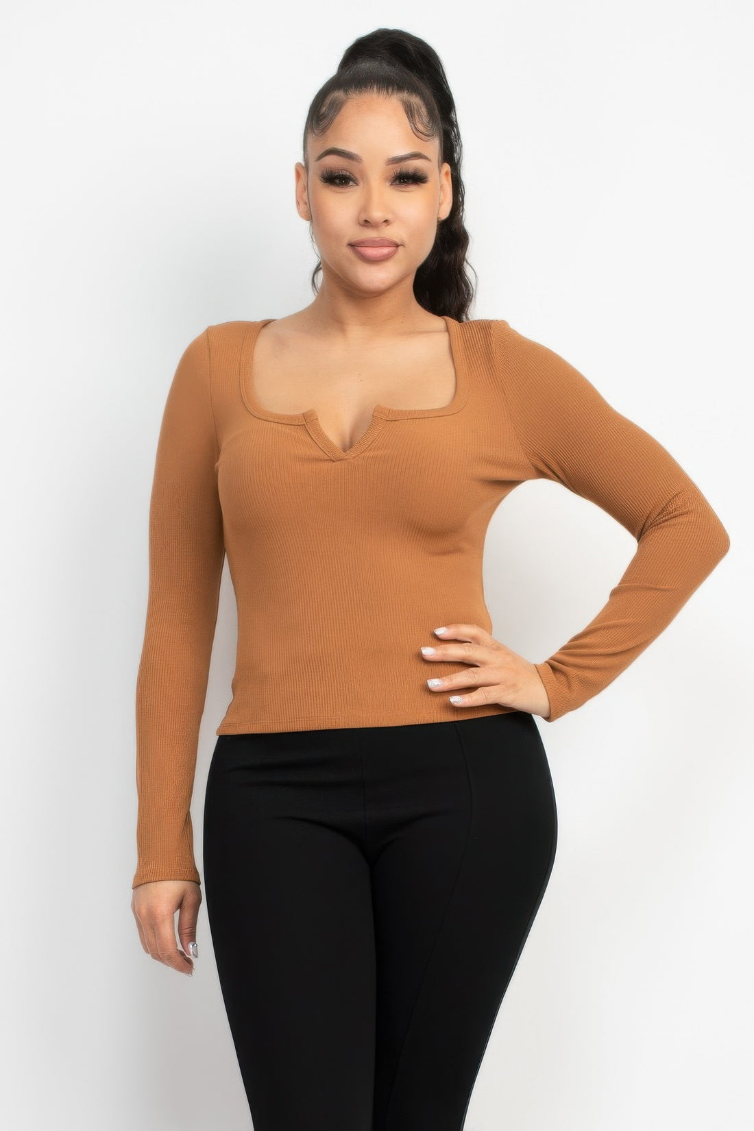 Chic Light Brown V-Bar Top - Artsi Chic Boutique