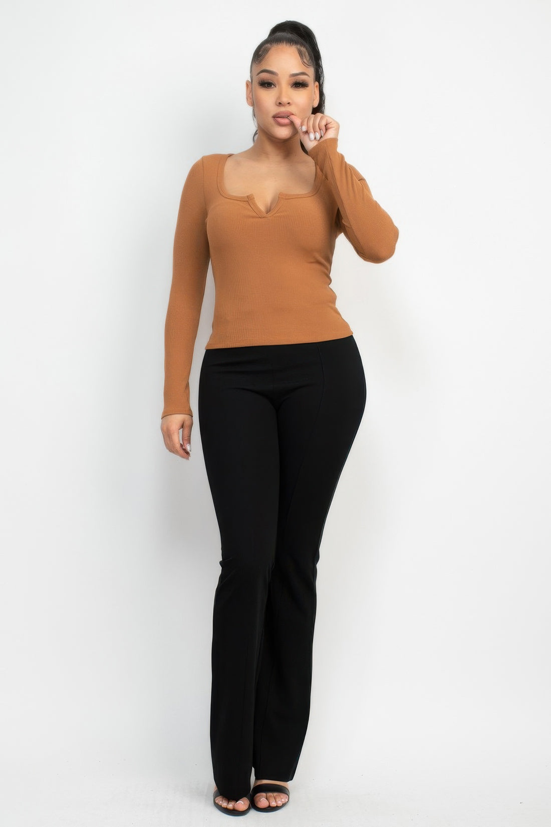 Chic Light Brown V-Bar Top - Artsi Chic Boutique