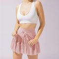 High Waist Lace-Up Sports Skirt with Safety Shorts - Trendy Pleats - Artsi Chic Boutique